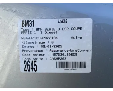 Debitmetre BMW SERIE 3 E92 COUPE PHASE 1 Diesel