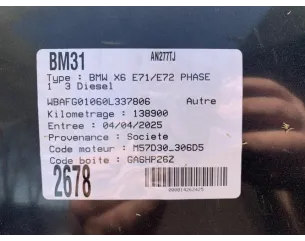 Cache sous moteur BMW X6 E71/E72 PHASE 1 Diesel 2