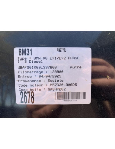 Cardan droit (transmission) BMW X6 E71 PHASE 1 Diesel