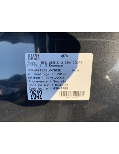 Vanne EGR BMW SERIE 3 E92 COUPE PHASE 1 Essence