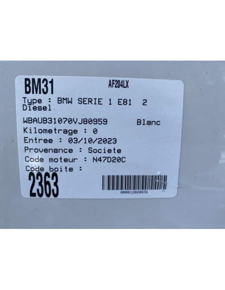 Conduite d'air BMW SERIE 1 E81 Diesel