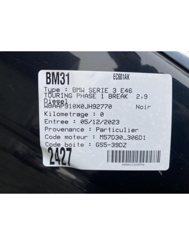 Siege avant droit BMW SERIE 3 E46 TOURING PHASE 1 BREAK Diesel