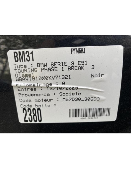 Soufflet de levier de vitesse BMW SERIE 3 E91 TOURING PHASE 1 BREAK Diesel