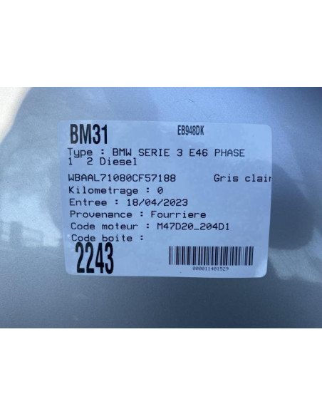 Serrure arriere gauche BMW SERIE 3 E46 PHASE 1 Diesel