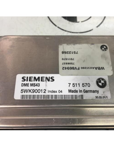 Calculateur moteur BMW SERIE 3 E46 PHASE 1 Essence