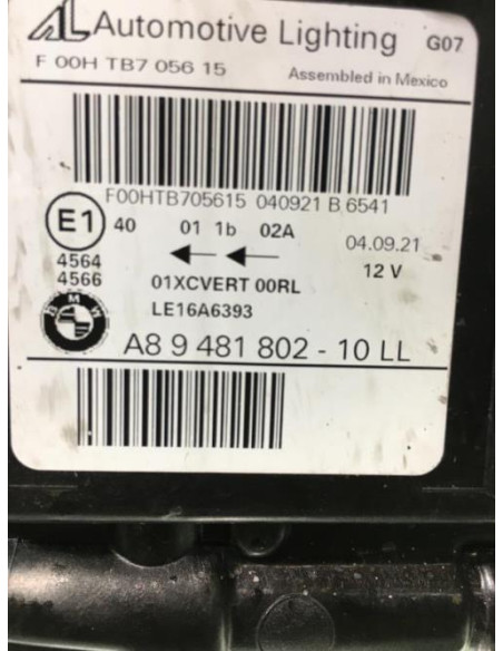 Optique avant principal droit (feux)(phare) BMW X7 G07 