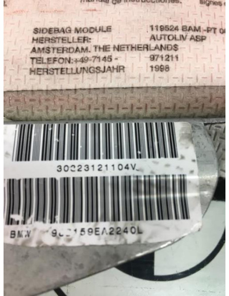 Air bag lateral gauche BMW SERIE 5 E39 TOURING PHASE 1 BREAK 
