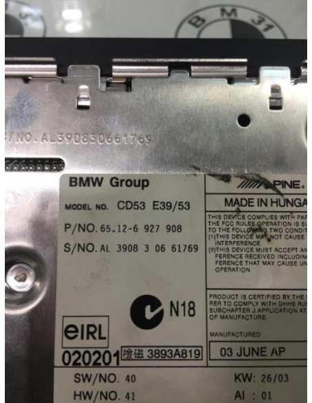 Autoradio d'origine BMW X5 E53 Diesel