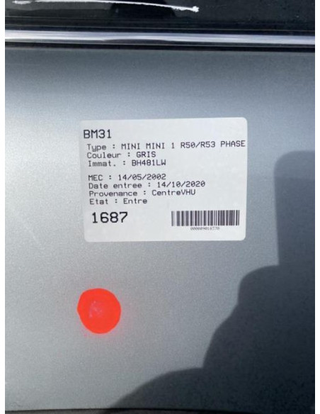 Sonde lambda MINI MINI 1 R50/R53 PHASE 1 Essence