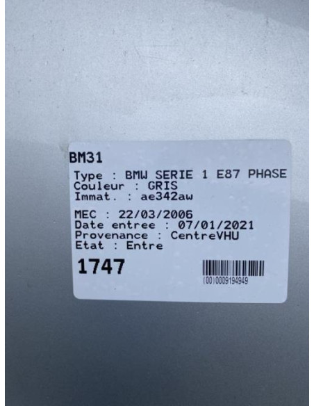 Conduite d'air BMW SERIE 1 E87 PHASE 1 Diesel