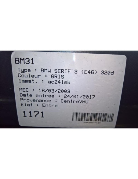 Vase de lave glace BMW SERIE 3 E46 TOURING PHASE 1 BREAK Diesel