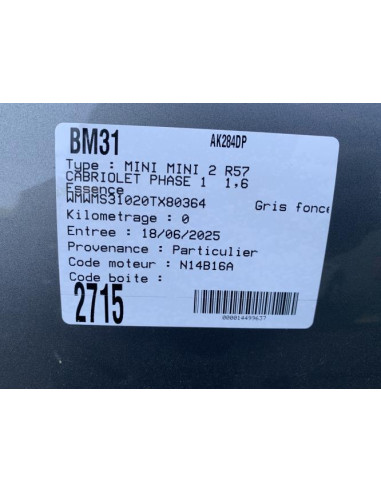 Compte tours MINI MINI 2 R57 CABRIOLET PHASE 1 Essence