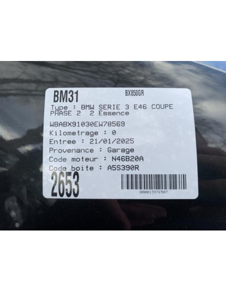 Cache moteur  BMW SERIE 3 E46 COUPE PHASE 2 Essence