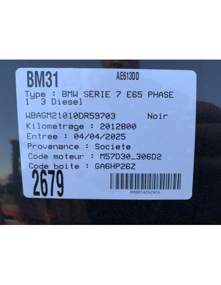 Injecteurs BMW SERIE 7 E65 PHASE 1 Diesel