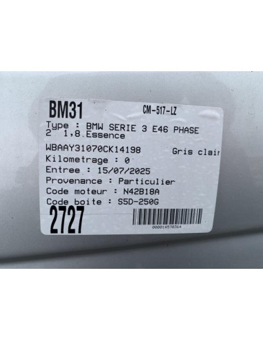 Poignee porte arriere gauche BMW SERIE 3 E46 PHASE 2 Essence