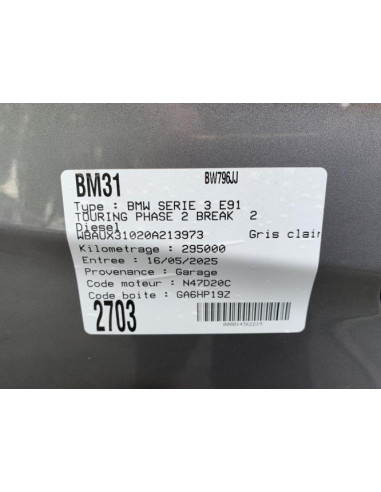 Boite de vitesses BMW SERIE 3 E91 TOURING PHASE 2 BREAK Diesel
