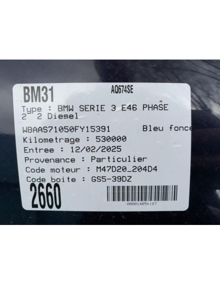 Pont (propulsion) BMW SERIE 3 E46 PHASE 2 Diesel