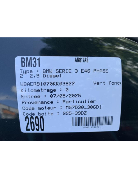 Levier frein à main BMW SERIE 3 E46 PHASE 2 Diesel