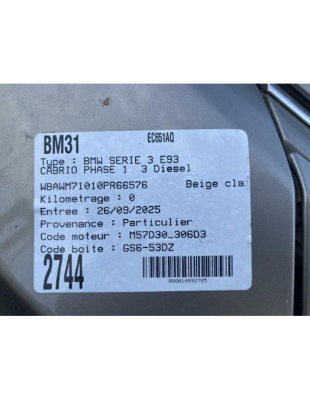 Injecteurs BMW SERIE 3 E93 CABRIO PHASE 1 Diesel