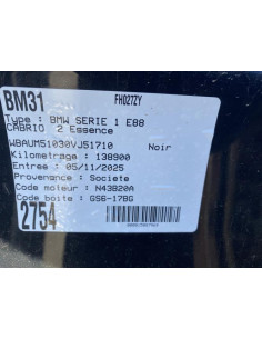 Ceinture avant gauche BMW SERIE 1 E88 CABRIO Essence 2