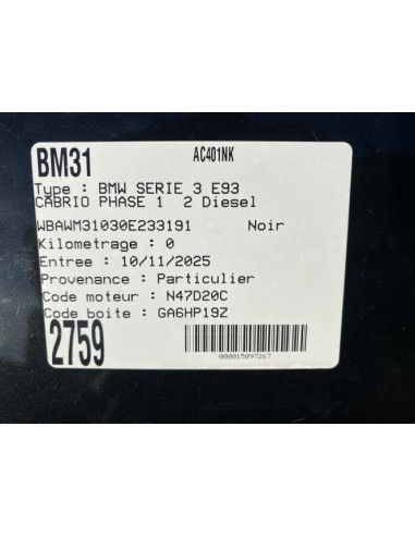 Vitre avant gauche BMW SERIE 3 E93 CABRIO PHASE 1 Diesel
