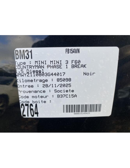 Capteur aide au stationnement MINI MINI 3 F60 COUNTRYMAN PHASE 1 BREAK Diesel