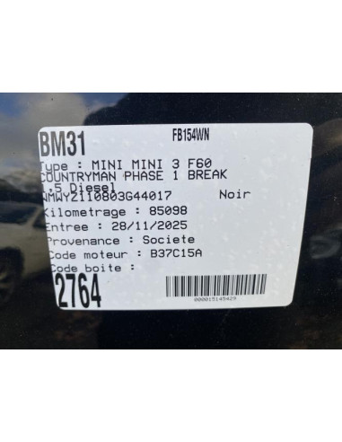 Interieur complet MINI MINI 3 F60 COUNTRYMAN PHASE 1 BREAK Diesel