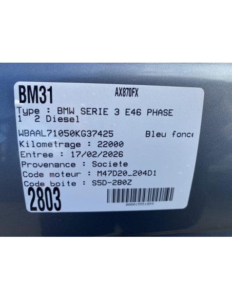 Boite de vitesses BMW SERIE 3 E46 PHASE 1 Diesel
