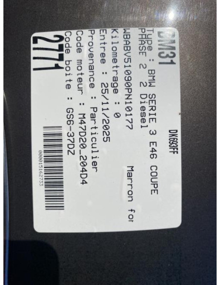 Cendrier BMW SERIE 3 E46 COUPE PHASE 2 Diesel