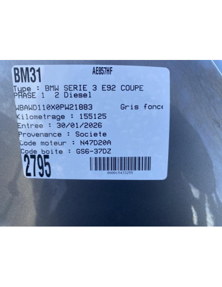 Enjoliveur BMW SERIE 3 E92 COUPE PHASE 1 Diesel