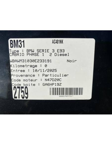 Kit de demarrage BMW SERIE 3 E93 CABRIO PHASE 1 Diesel