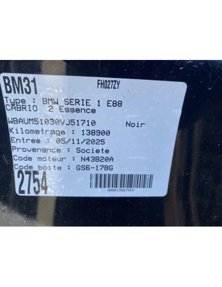 Support de pare chocs arriere BMW SERIE 1 E88 CABRIO Essence