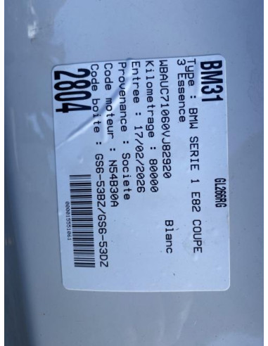 Support de plaque d'immatriculation BMW SERIE 1 E82 COUPE Essence