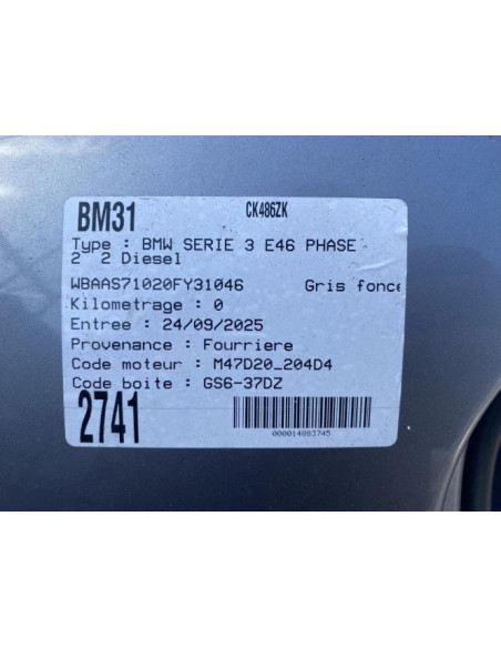 Attache ceinture arriere droit BMW SERIE 3 E46 PHASE 2 Diesel