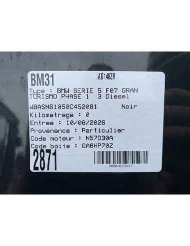 Capteur aide au stationnement BMW SERIE 5 F07 GRAN TURISMO PHASE 1 Diesel